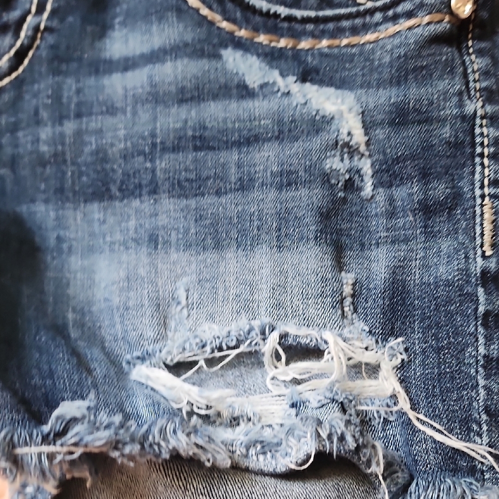 Vigoss Blue Jean Shorts Distressed Cut-Off Hem - Picture 11 of 11